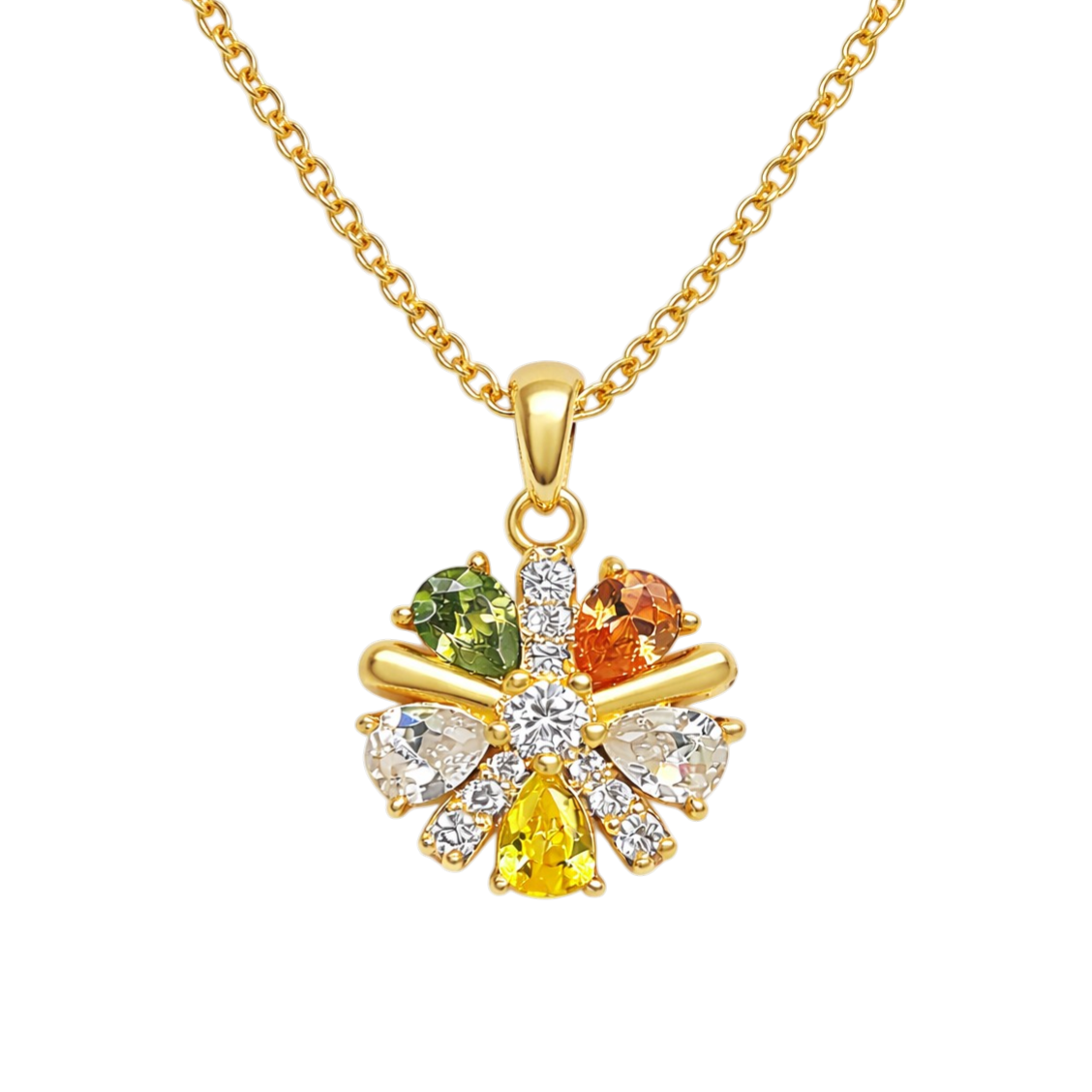 Collier Fleur Éclat – Plaqué Or 18 Carats & Zirconium
