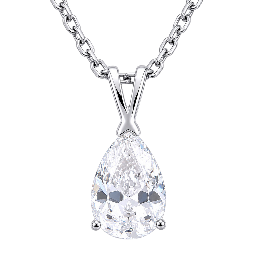 Collier Poire Éclat – Argent 925 Rhodié & Zirconium