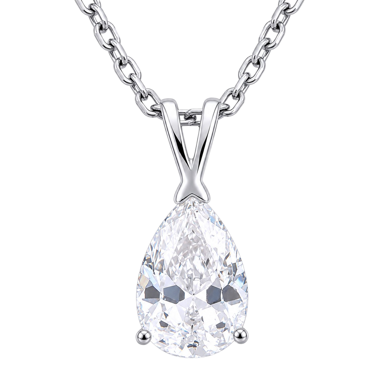 Collier Poire Éclat – Argent 925 Rhodié & Zirconium