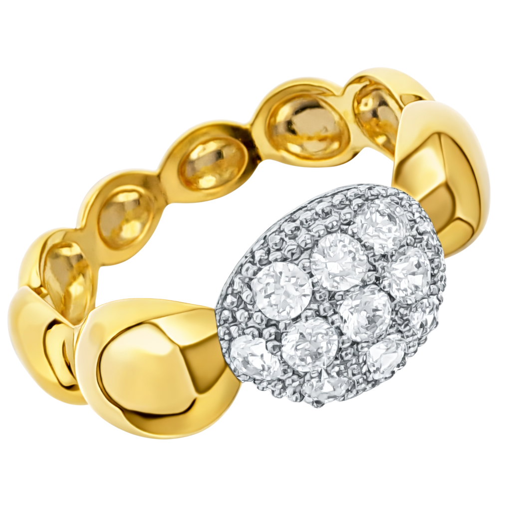 Bague Pavée en Zirconium – Plaqué Or 18 Carats