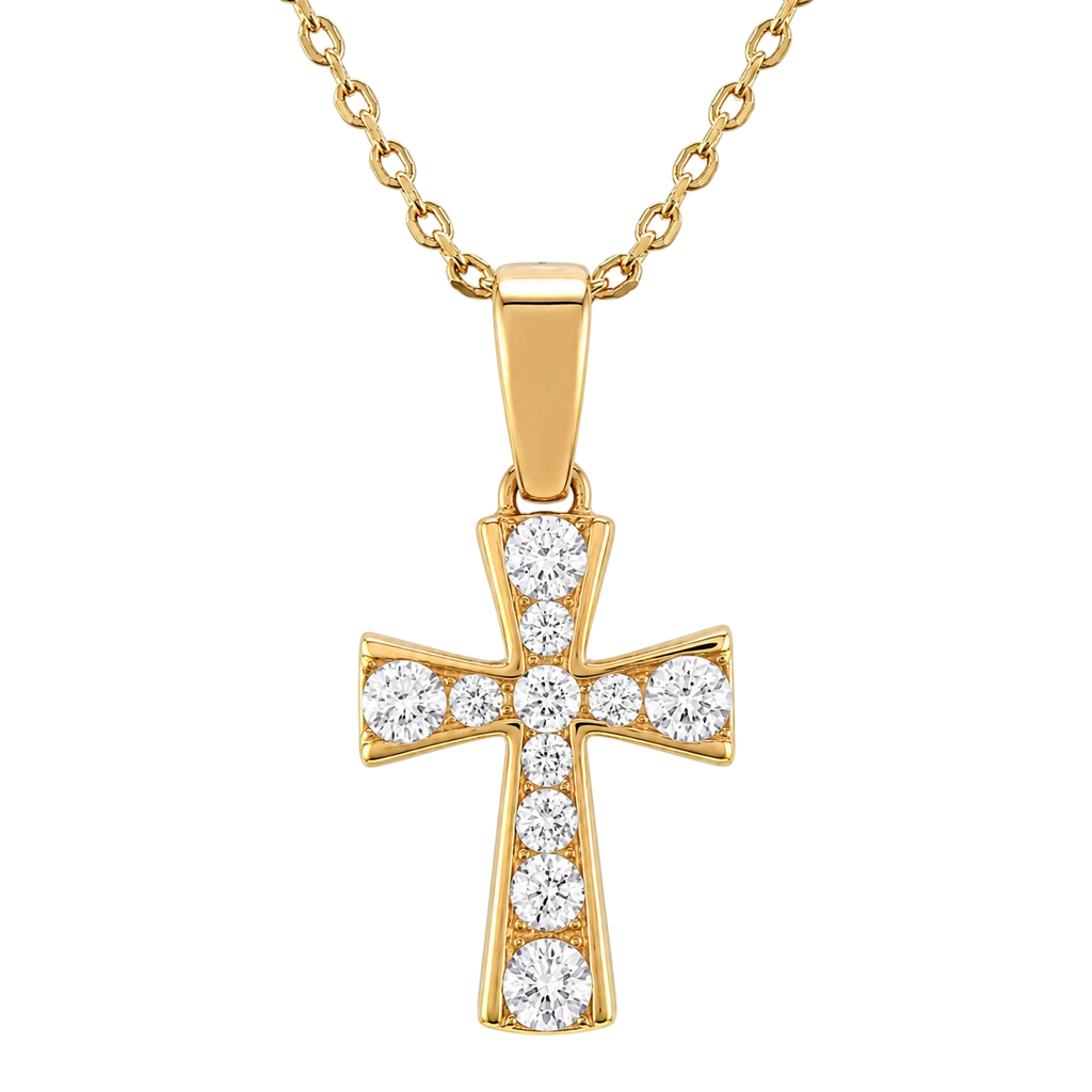 Collier Croix Zirconium Plaqué Or Jaune 18 Carats