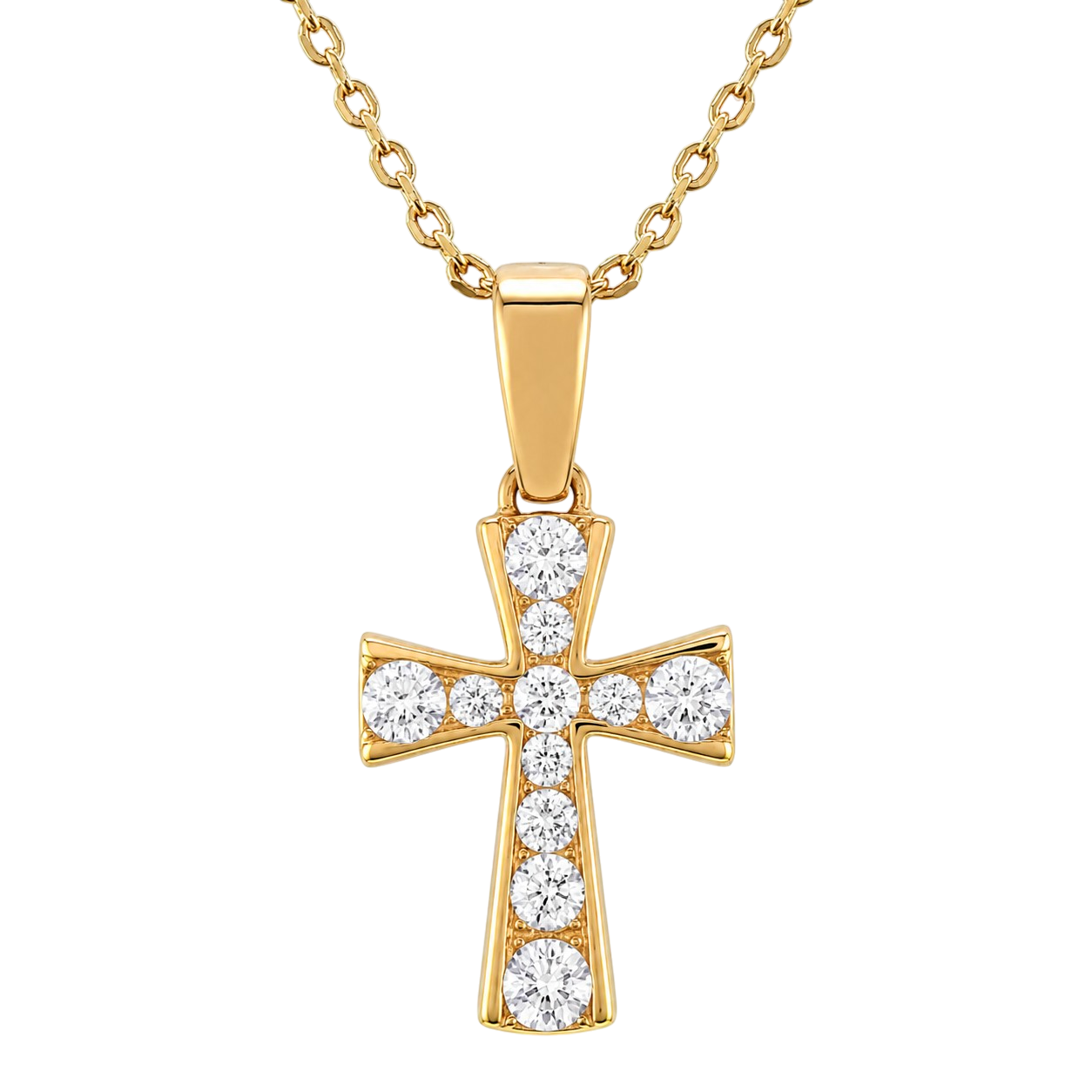 Collier Croix Zirconium Plaqué Or Jaune 18 Carats
