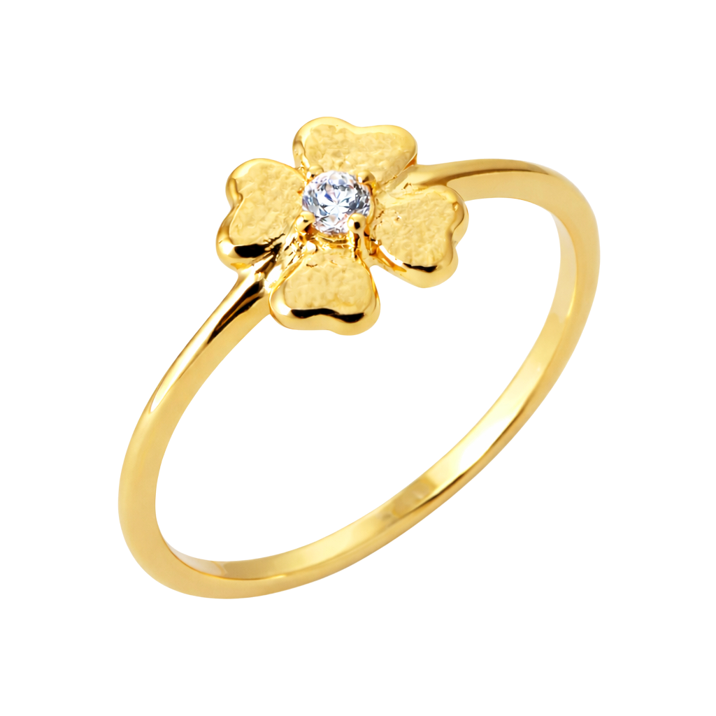 Bague Trèfle en Plaqué Or 18 Carats & Zirconium