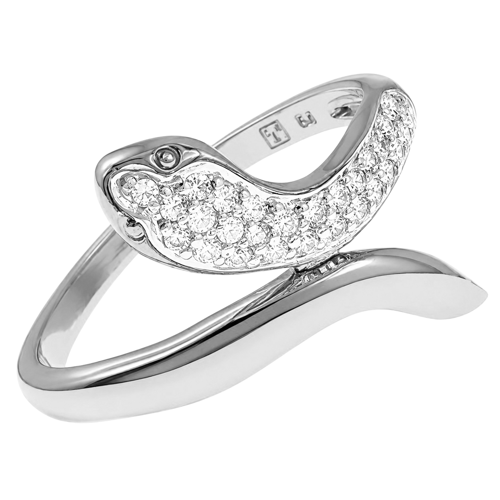 Bague Serpent Argent 925 Rhodiée & Zirconiums