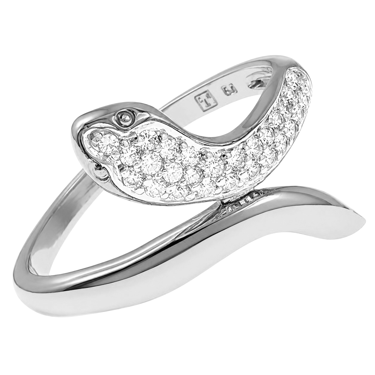 Bague Serpent Argent 925 Rhodiée & Zirconiums