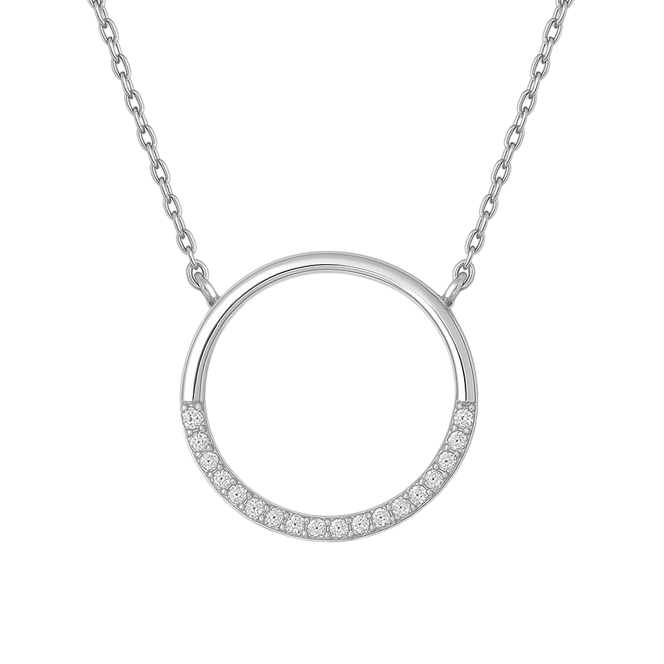 Collier Cercle en Argent 925 Rhodié & Zirconium