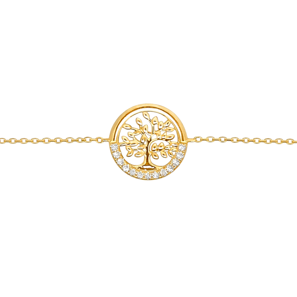 Bracelet Arbre de Vie en Plaqué Or 18 Carats & Zirconium
