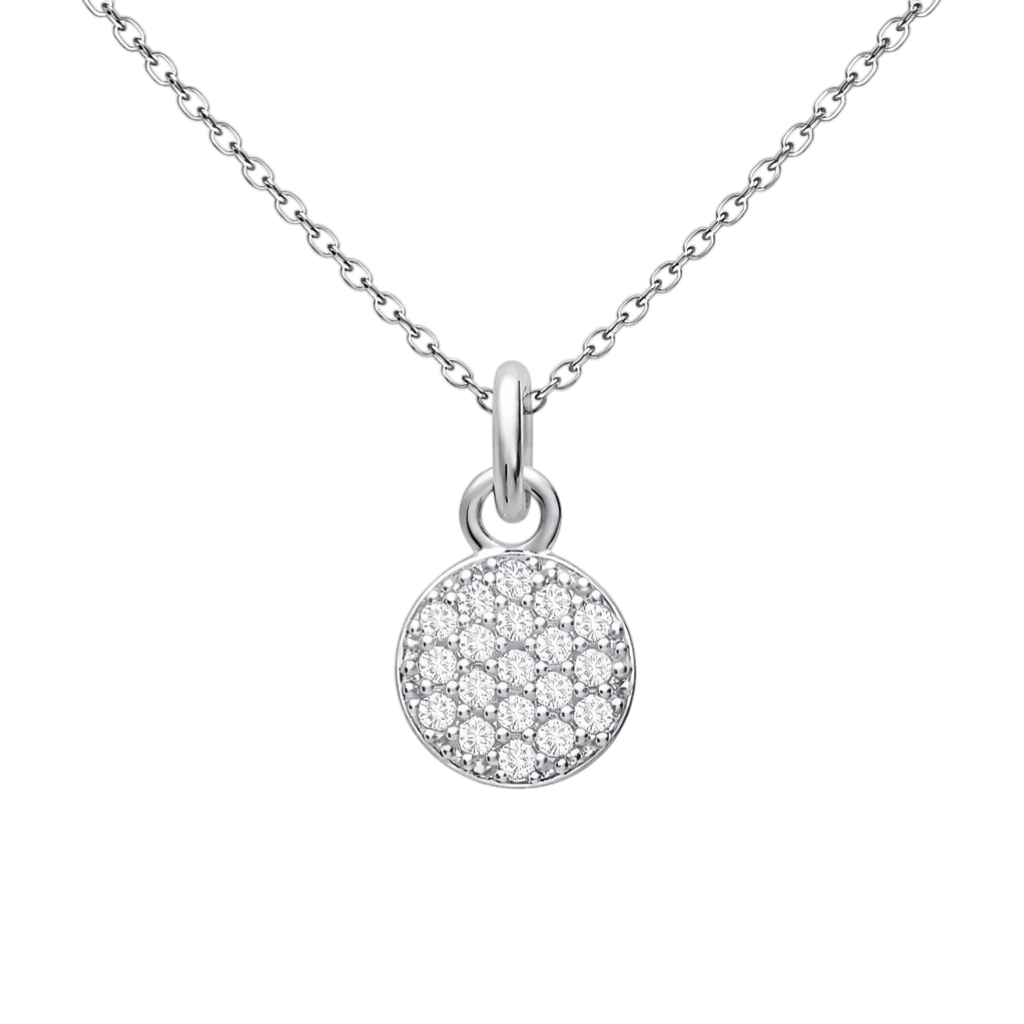 Collier Pastille Pavée – Argent 925 Rhodié & Zirconiums