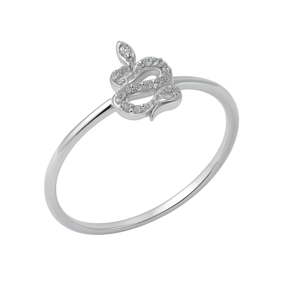 Bague Serpent en Argent 925 Rhodié – Zircons Étincelants