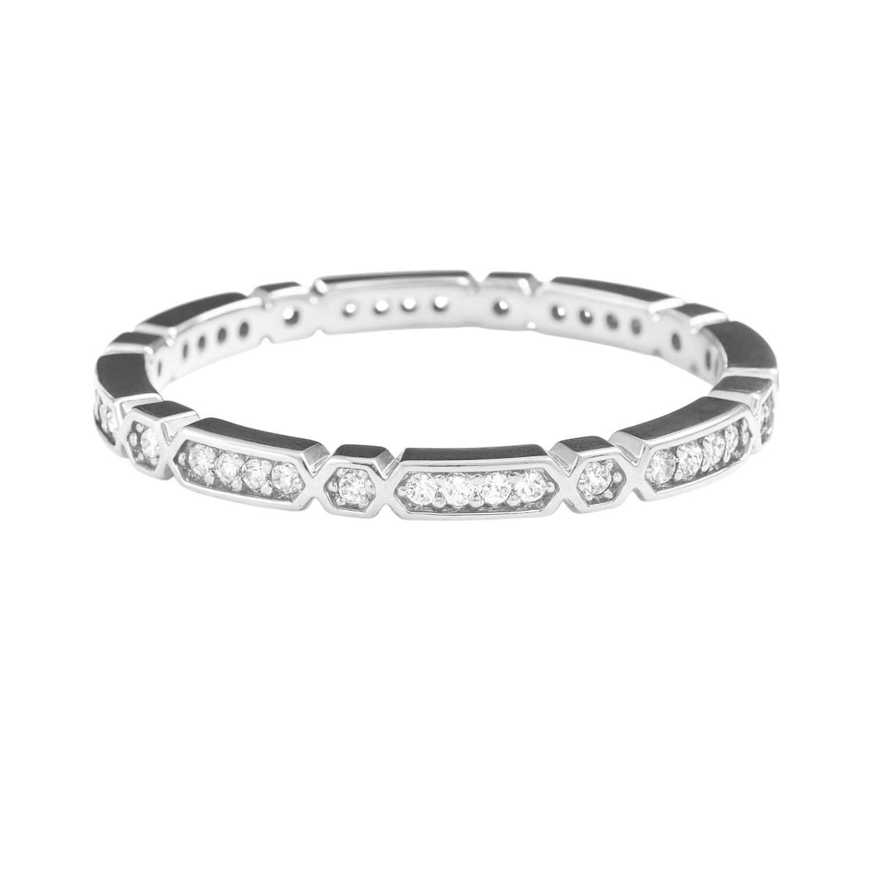 Bague Hexa Éclat – Argent 925 Rhodié & Zirconiums