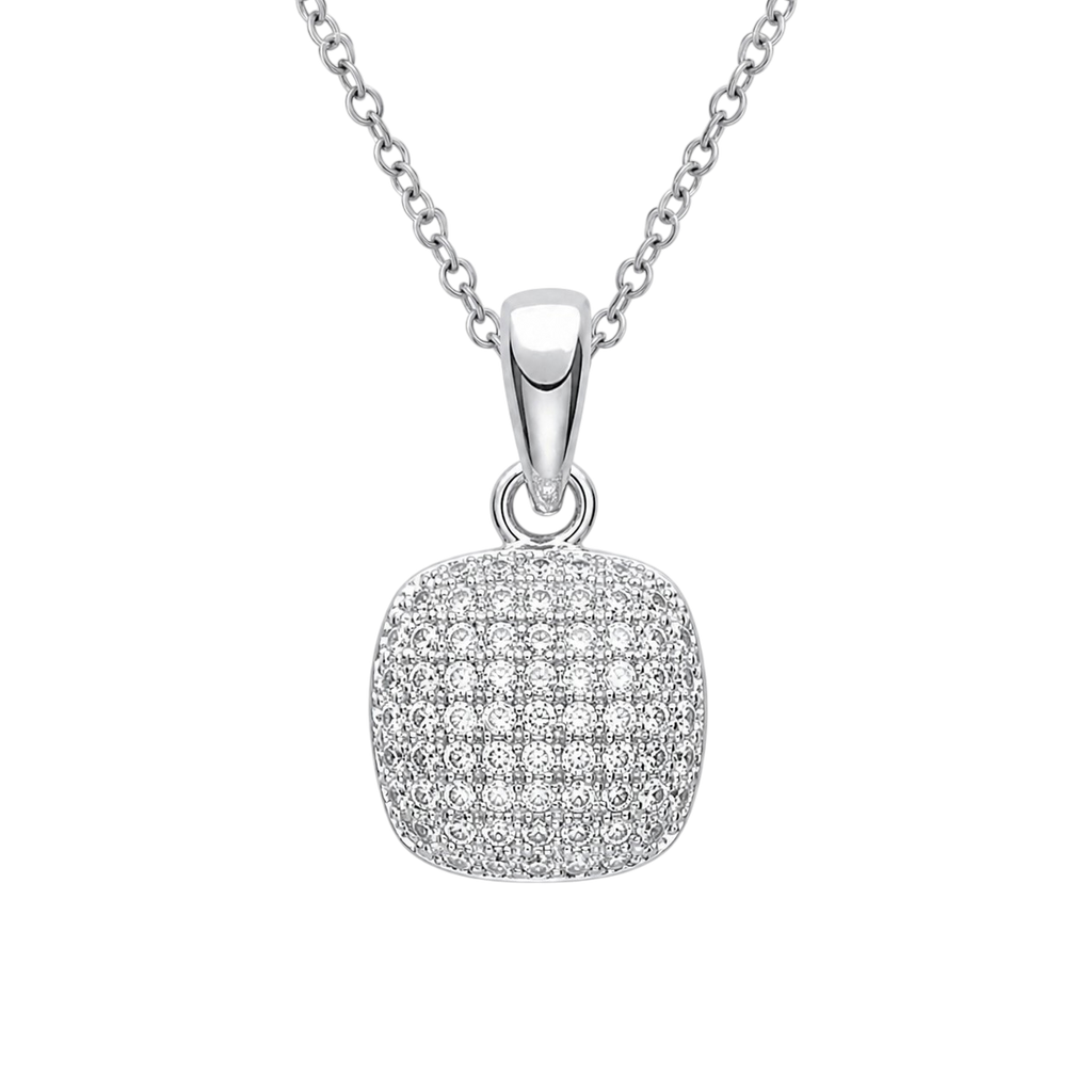 Collier en Argent 925 Rhodié & Zirconiums – Pendentif Pavé Carré | Orinae
