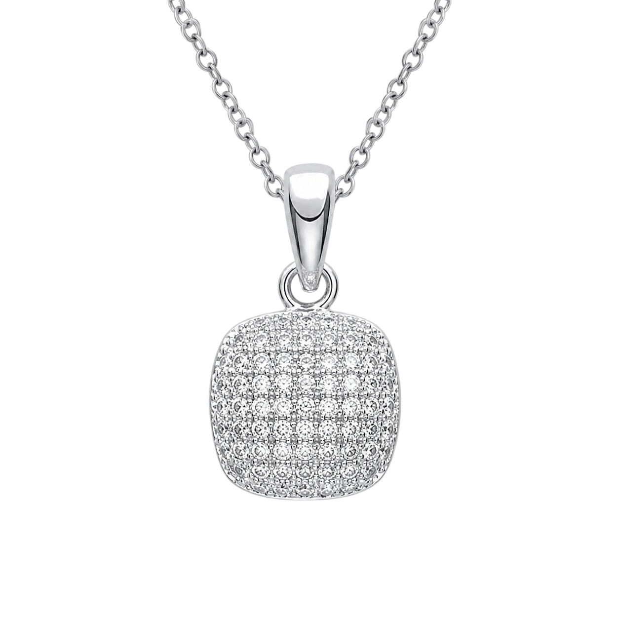 Collier en Argent 925 Rhodié & Zirconiums – Pendentif Pavé Carré | Orinae