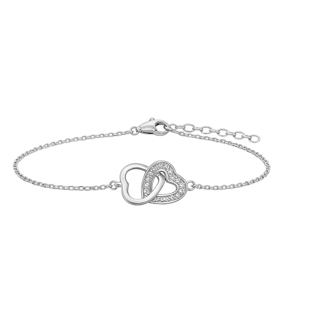 Bracelet Cœur Entrelacé en Argent 925 Rhodié & Zirconium