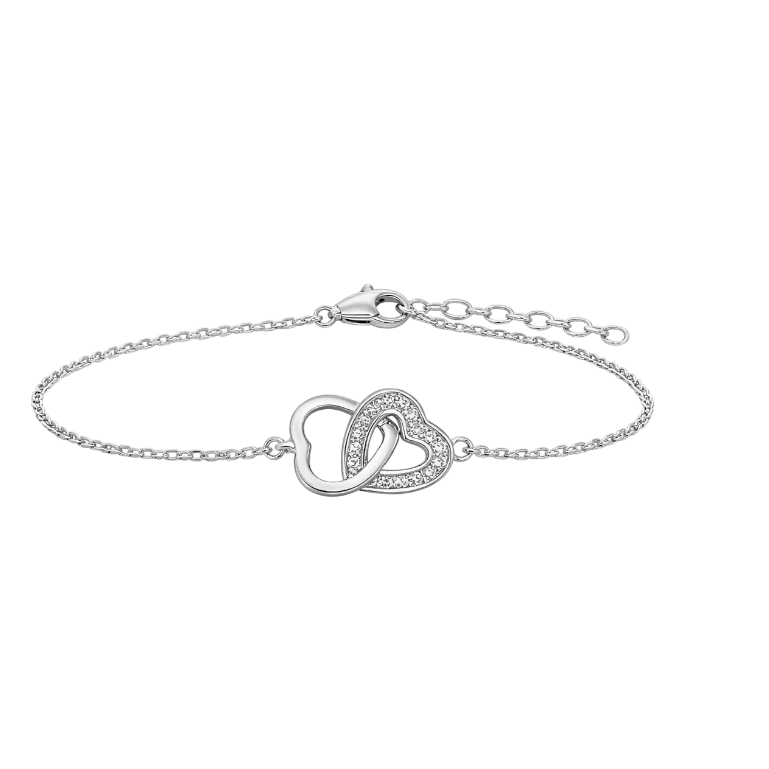 Bracelet Cœur Entrelacé en Argent 925 Rhodié & Zirconium