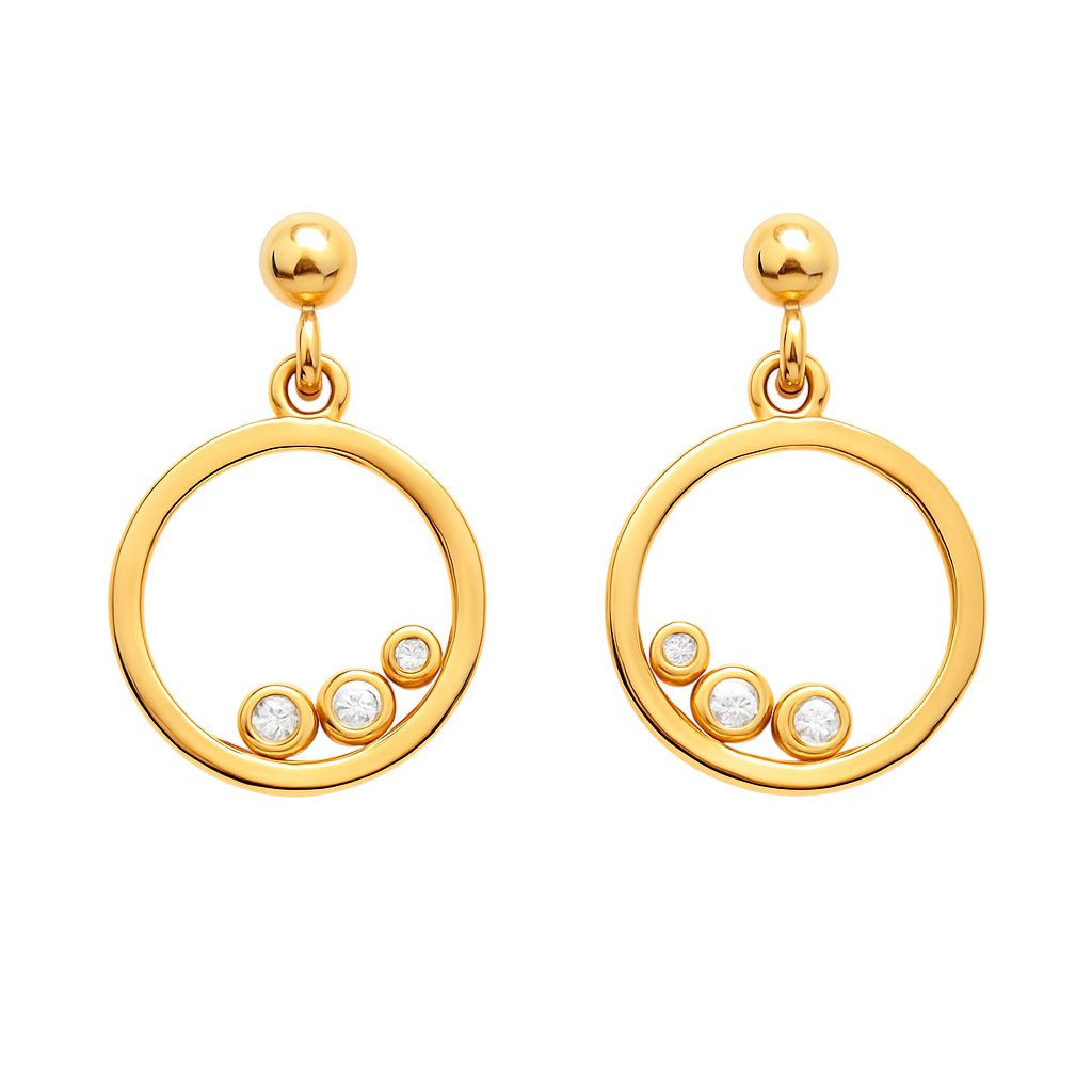 Boucles d’Oreilles Cercle Plaqué Or – Zirconium Étincelant