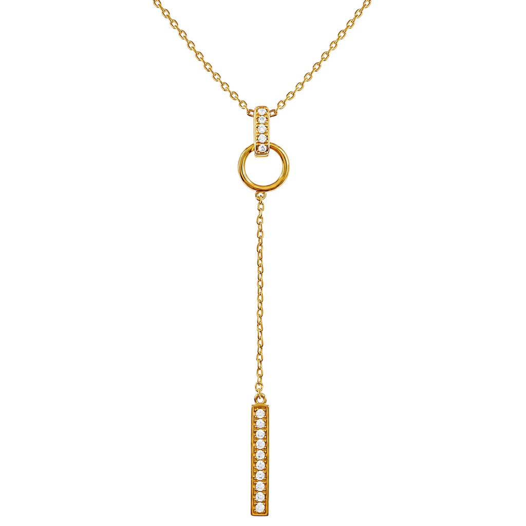 Collier Y Plaqué Or 18 Carats & Zirconiums