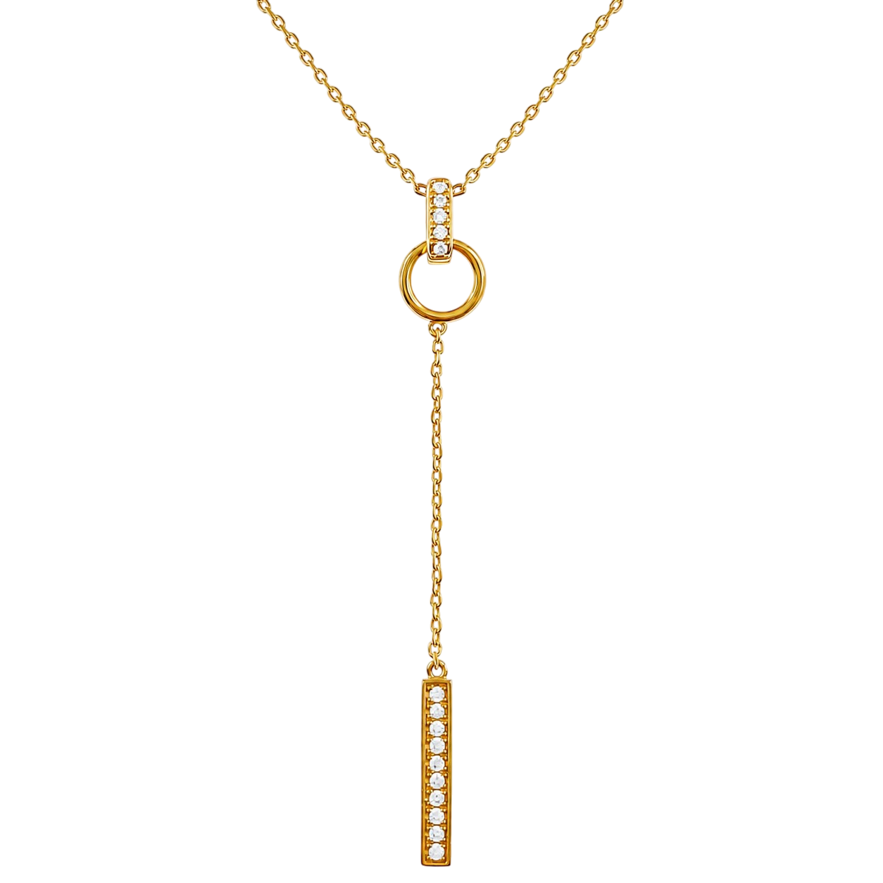 Collier Y Plaqué Or 18 Carats & Zirconiums