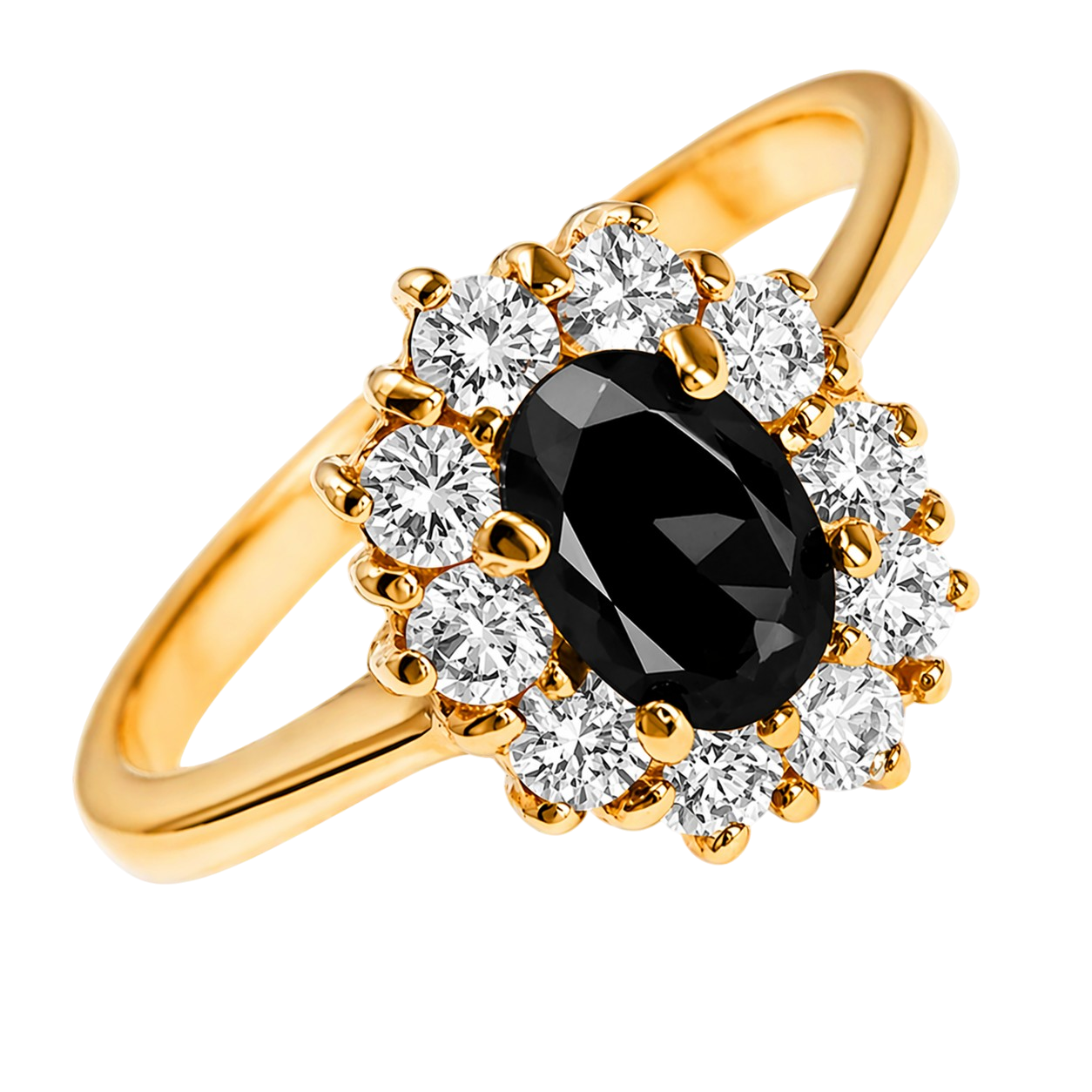 Bague Élégance Noire – Plaqué Or 18 Carats & Saphir