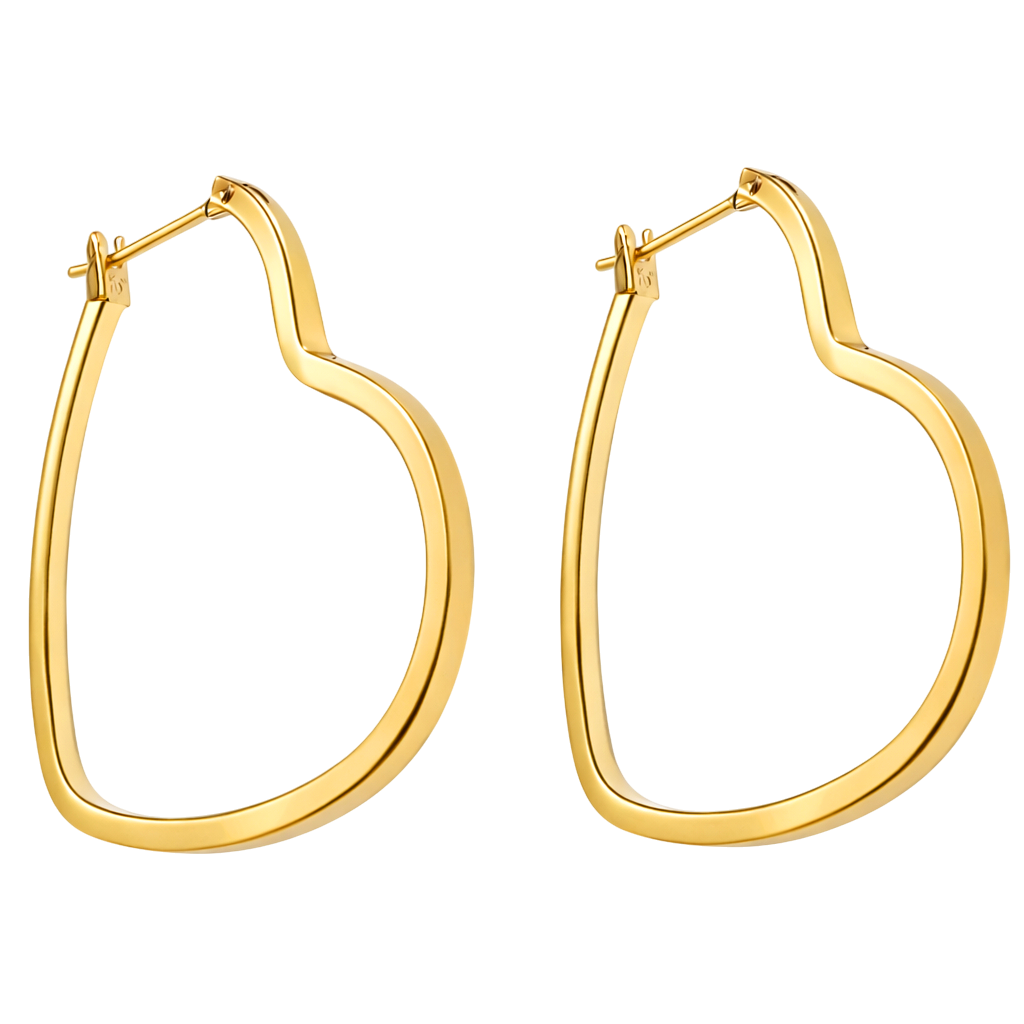 Boucles d’oreilles créoles Cœur – Plaqué or 18 carats