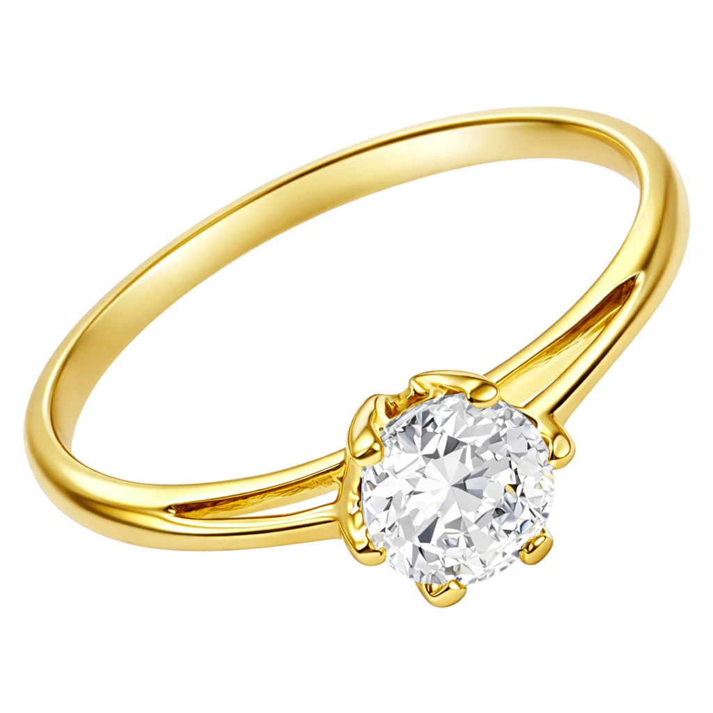 Bague solitaire zirconium 5 mm – Plaqué or 18 carats