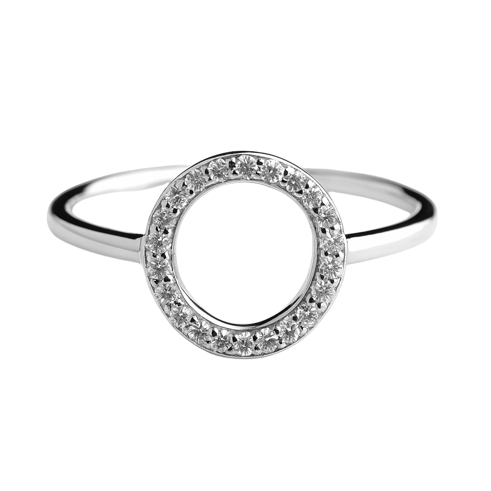 Bague Cercle en Argent 925 Rhodié & Zirconium – Élégance Minimaliste