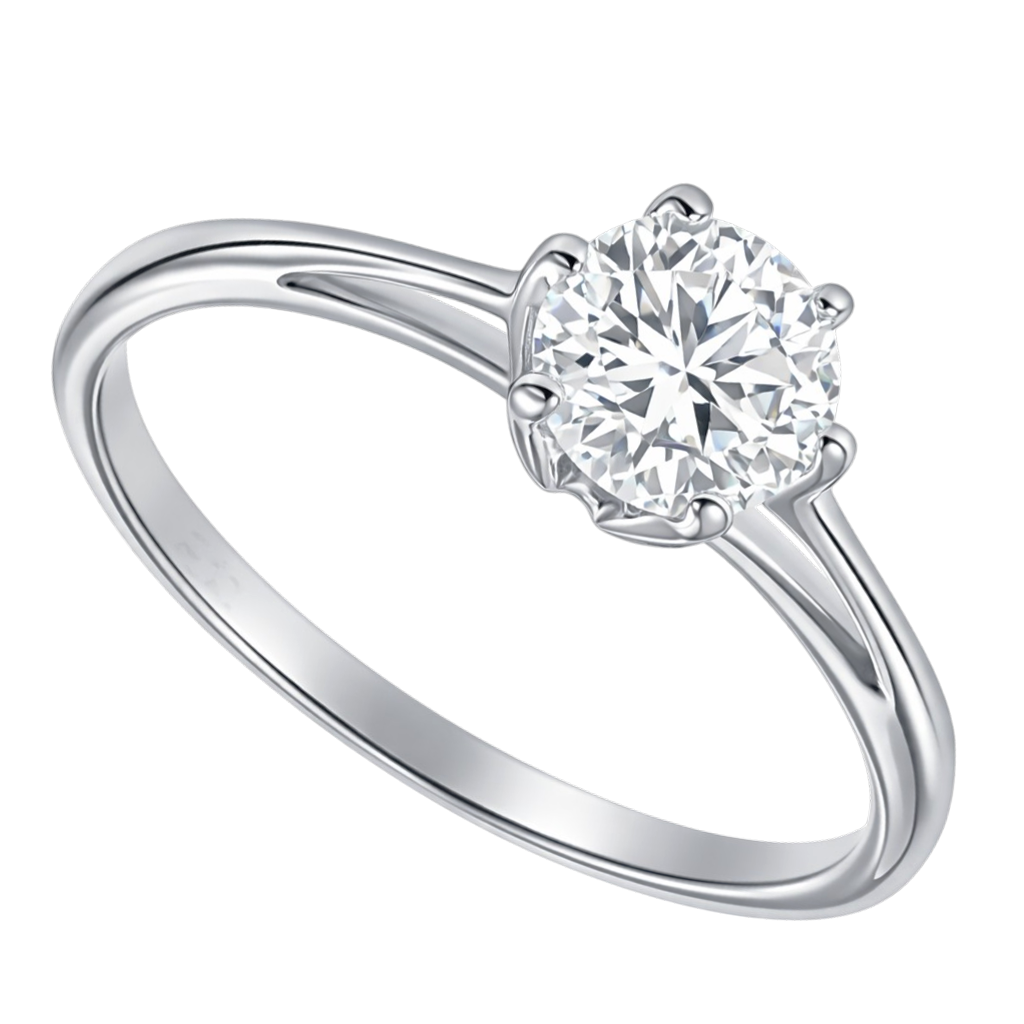 Bague Solitaire Zirconium 6 mm – Argent 925 Rhodié