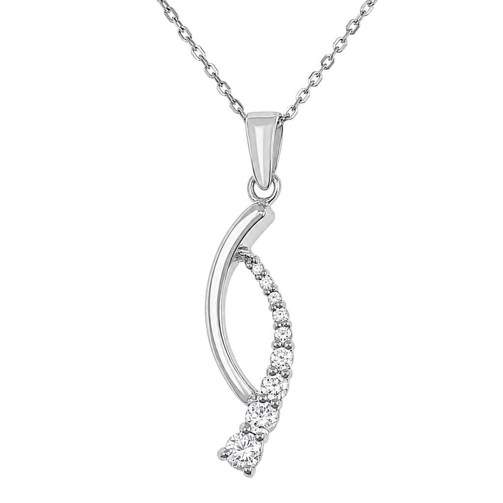 Collier Argent 925 Rhodié & Zirconiums – Élégance Courbe
