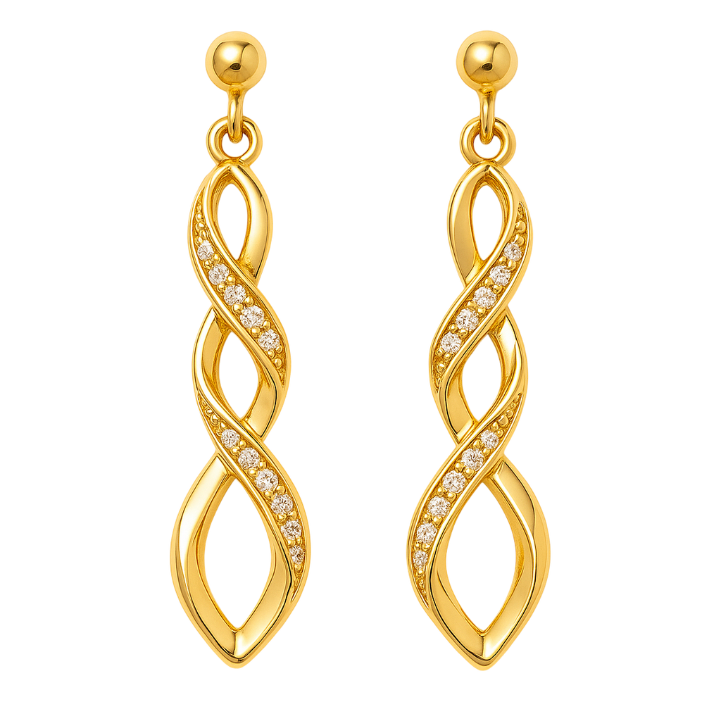 Boucles d’oreilles en Plaqué Or – Torsade Éclat & Zirconium
