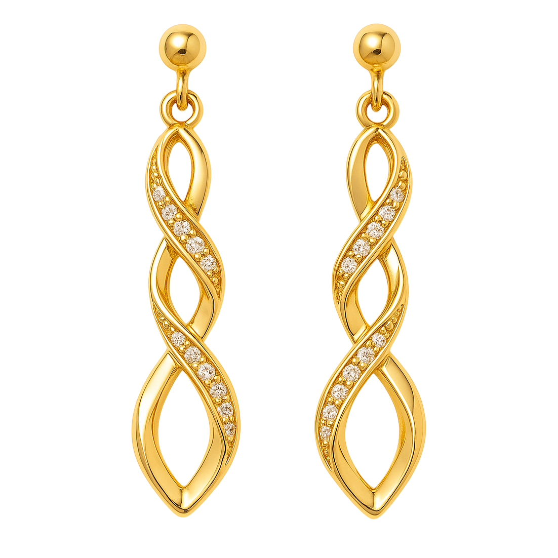 Boucles d’oreilles en Plaqué Or – Torsade Éclat & Zirconium