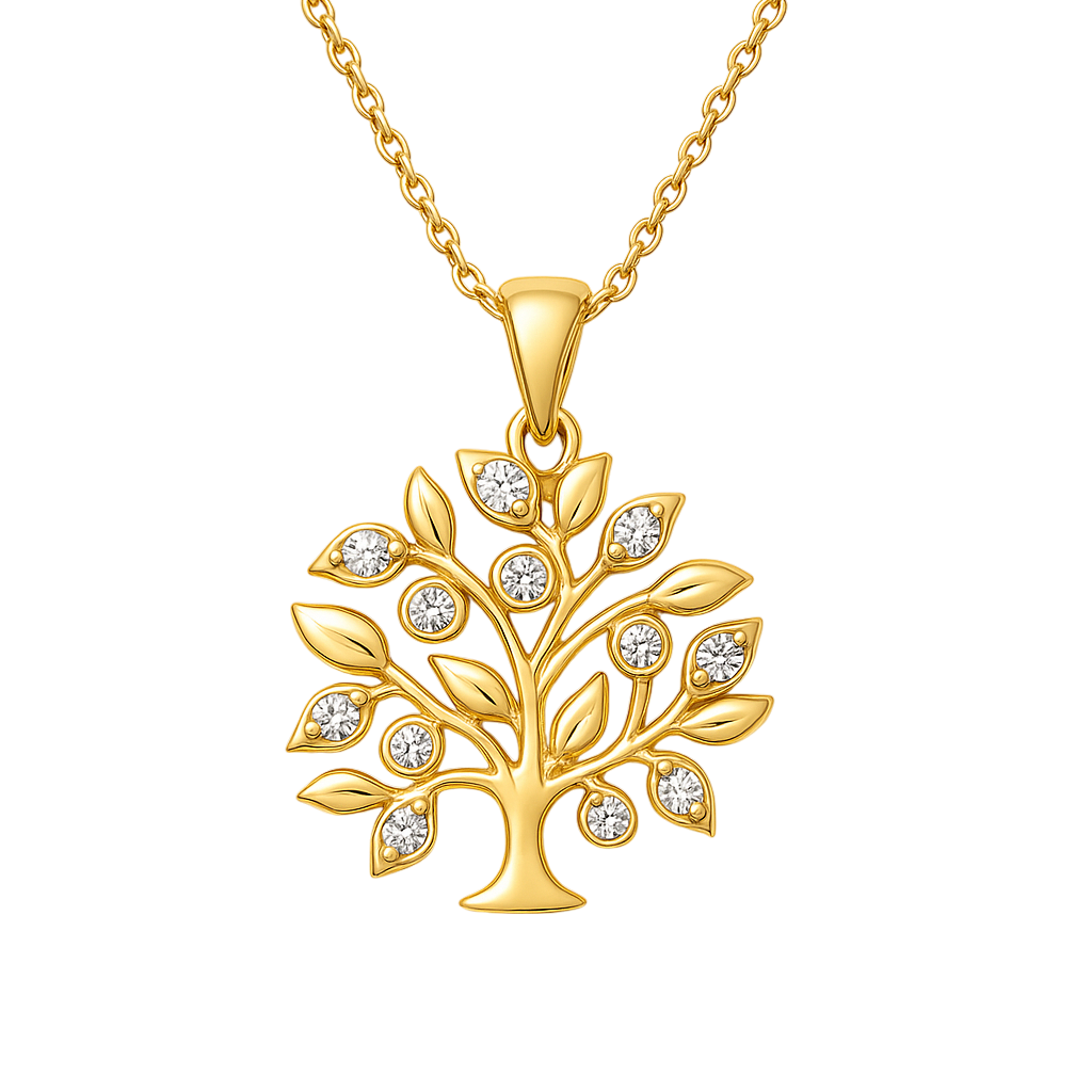 Collier Arbre de Vie – Plaqué Or 750‰ – Chaîne 40 cm + 5 cm • Bijou Symbolique & Élégant