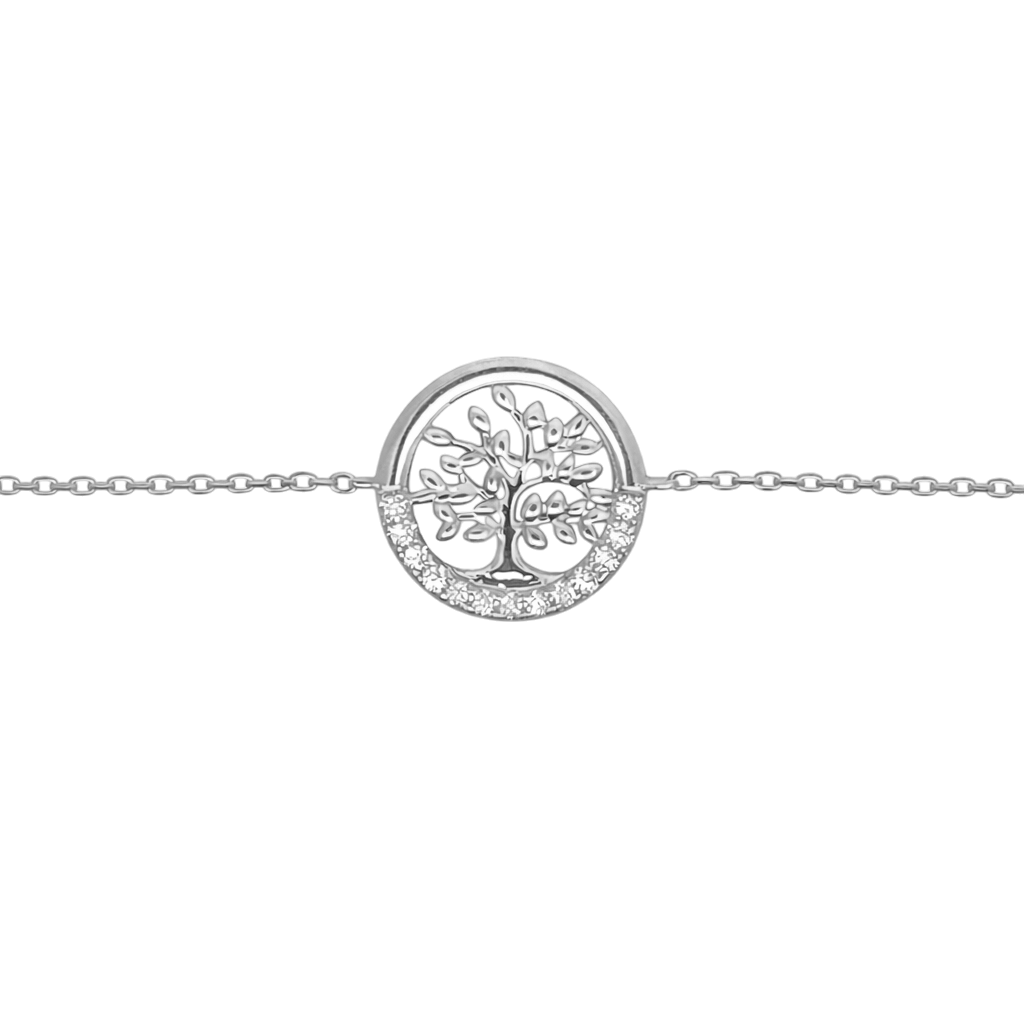 Bracelet Arbre de Vie en Argent Rhodié & Zirconium