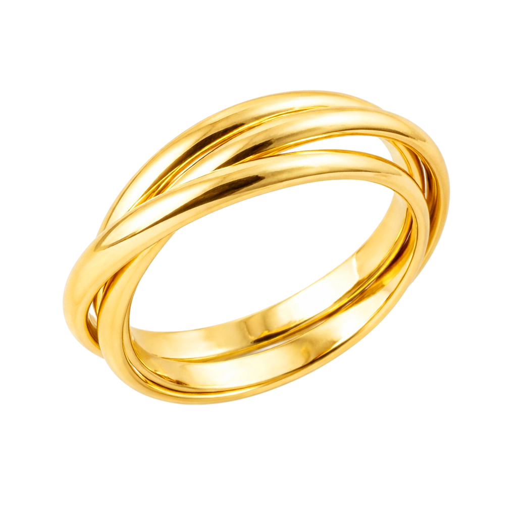 Bague 3 anneaux entrelacés – Plaqué or 18 carats