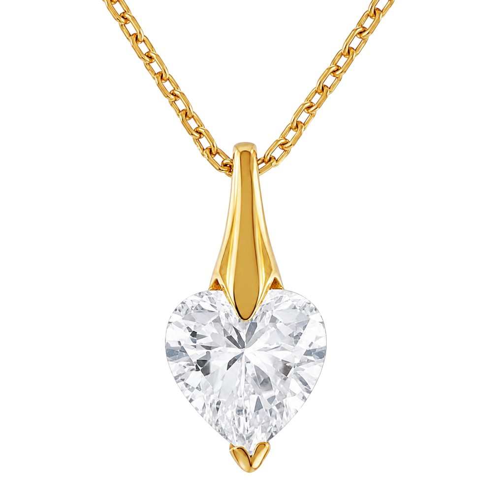 Collier Cœur Éclat – Plaqué Or Jaune 18 Carats & Zirconium