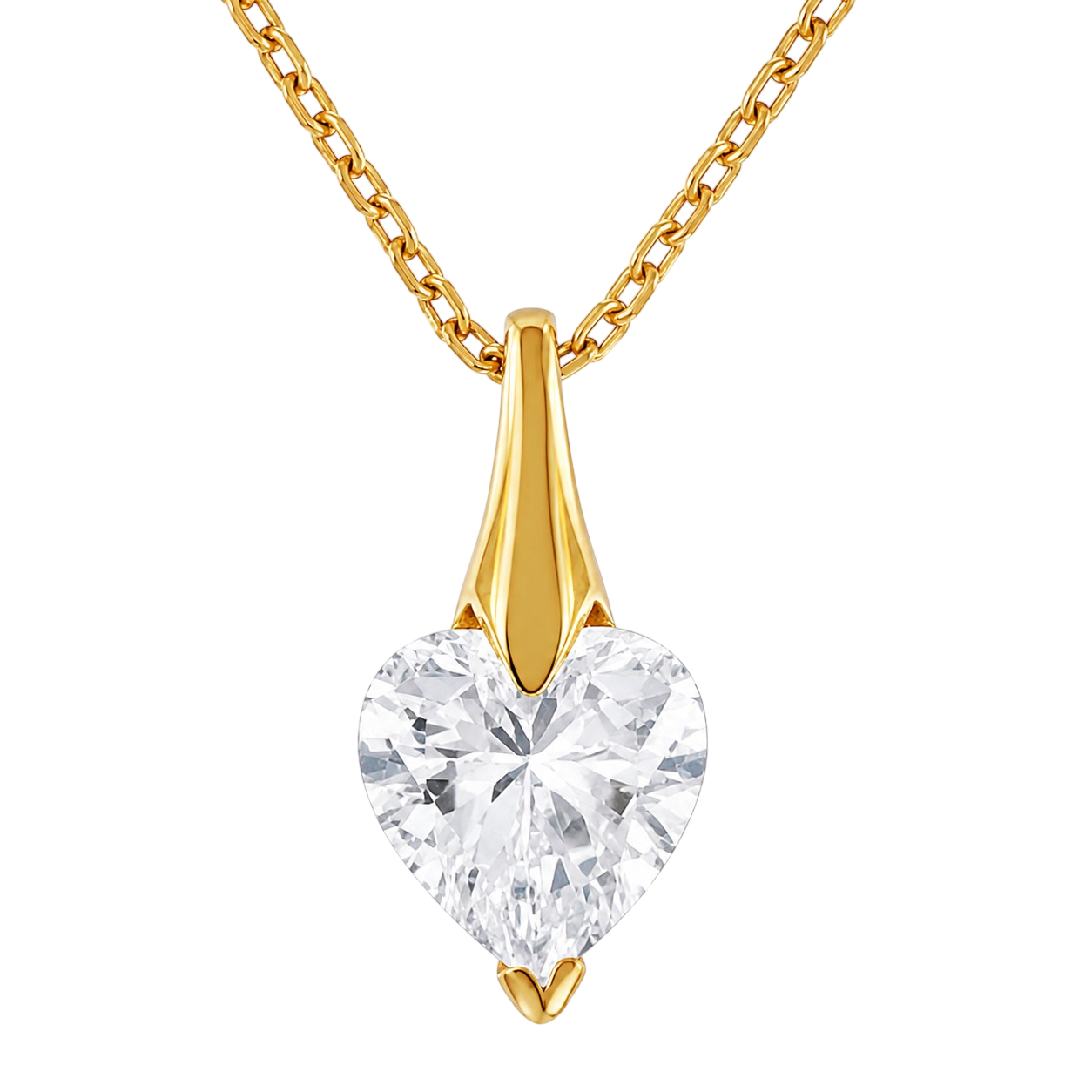 Collier Cœur Éclat – Plaqué Or Jaune 18 Carats & Zirconium