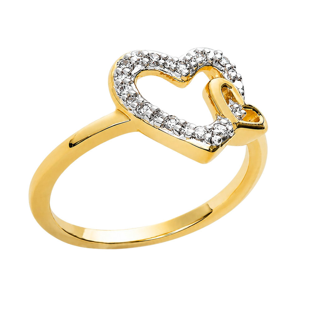 Bague Cœur Zirconium – Plaqué Or 18 Carats