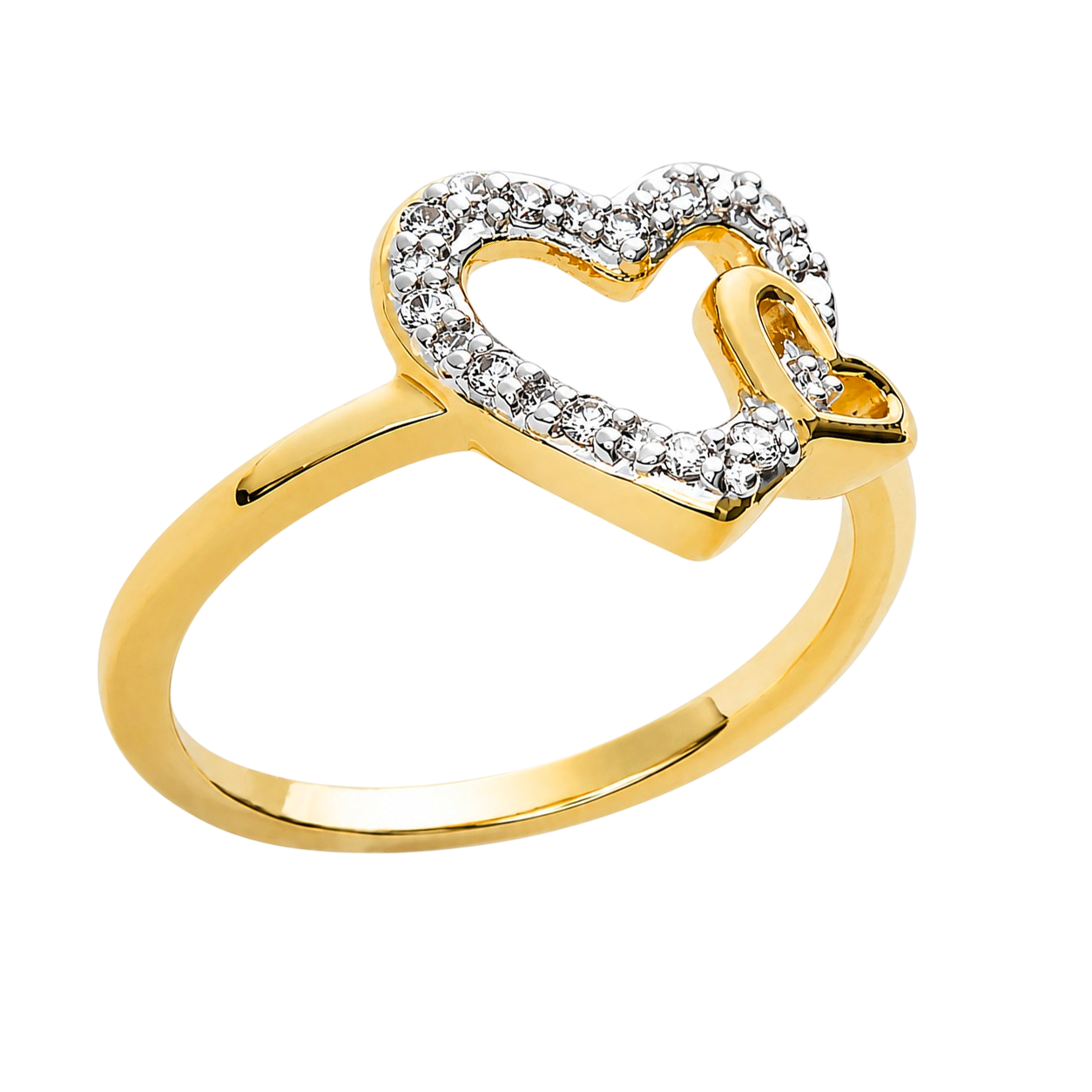 Bague Cœur Zirconium – Plaqué Or 18 Carats
