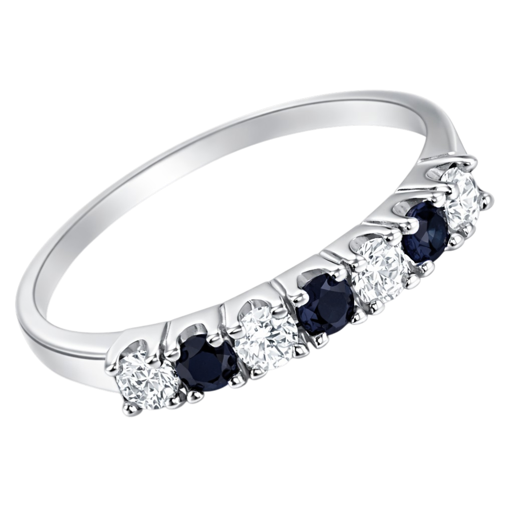 Bague Alternance Saphir & Zirconium – Argent 925 Rhodié