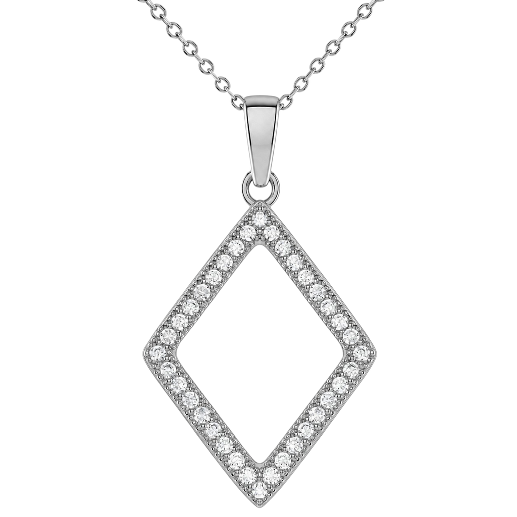 Collier Losange Zirconiums en Argent 925 Rhodié
