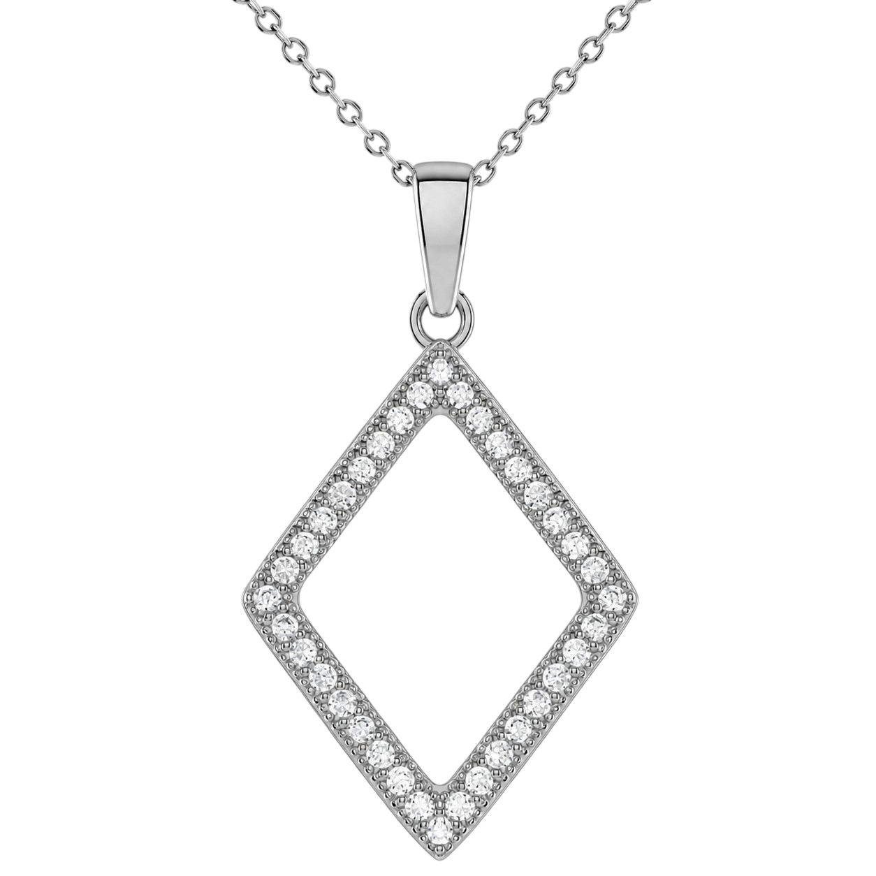 Collier Losange Zirconiums en Argent 925 Rhodié