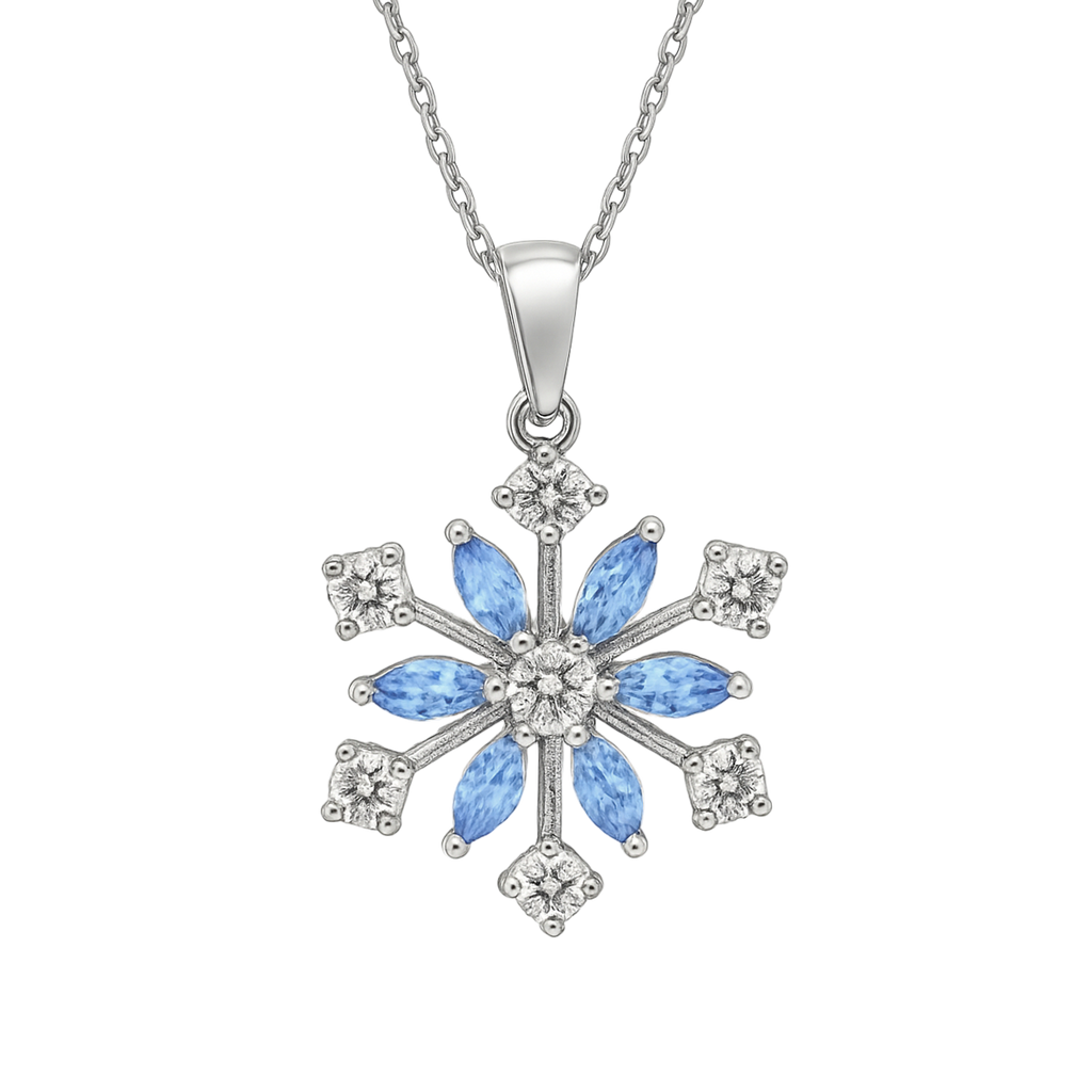 Collier Flocon Argent 925 Rhodié & Zirconium