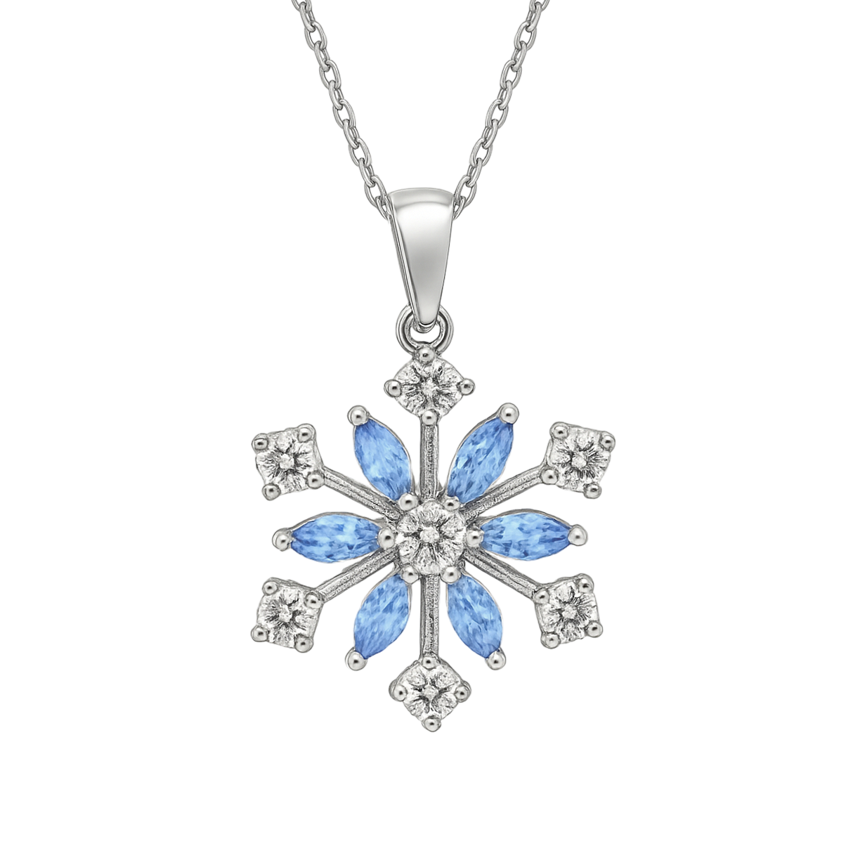 Collier Flocon Argent 925 Rhodié & Zirconium