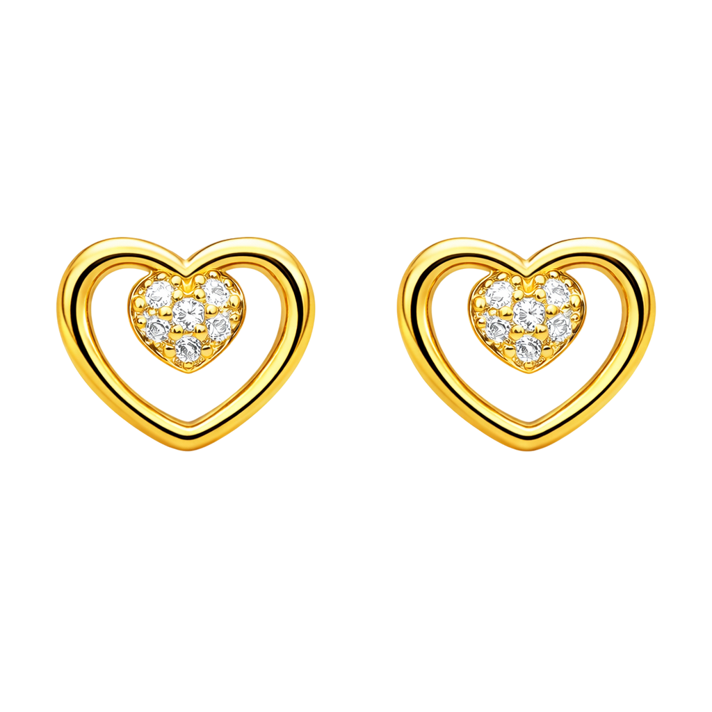 Boucles d’oreilles Cœur – Plaqué Or 18 Carats & Zirconium