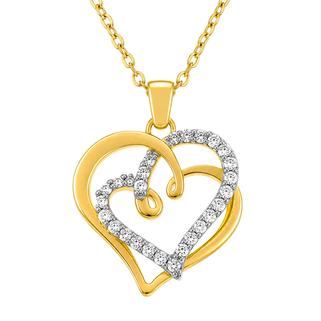 Collier Cœurs Entrelacés – Plaqué Or 18 Carats & Zirconiums