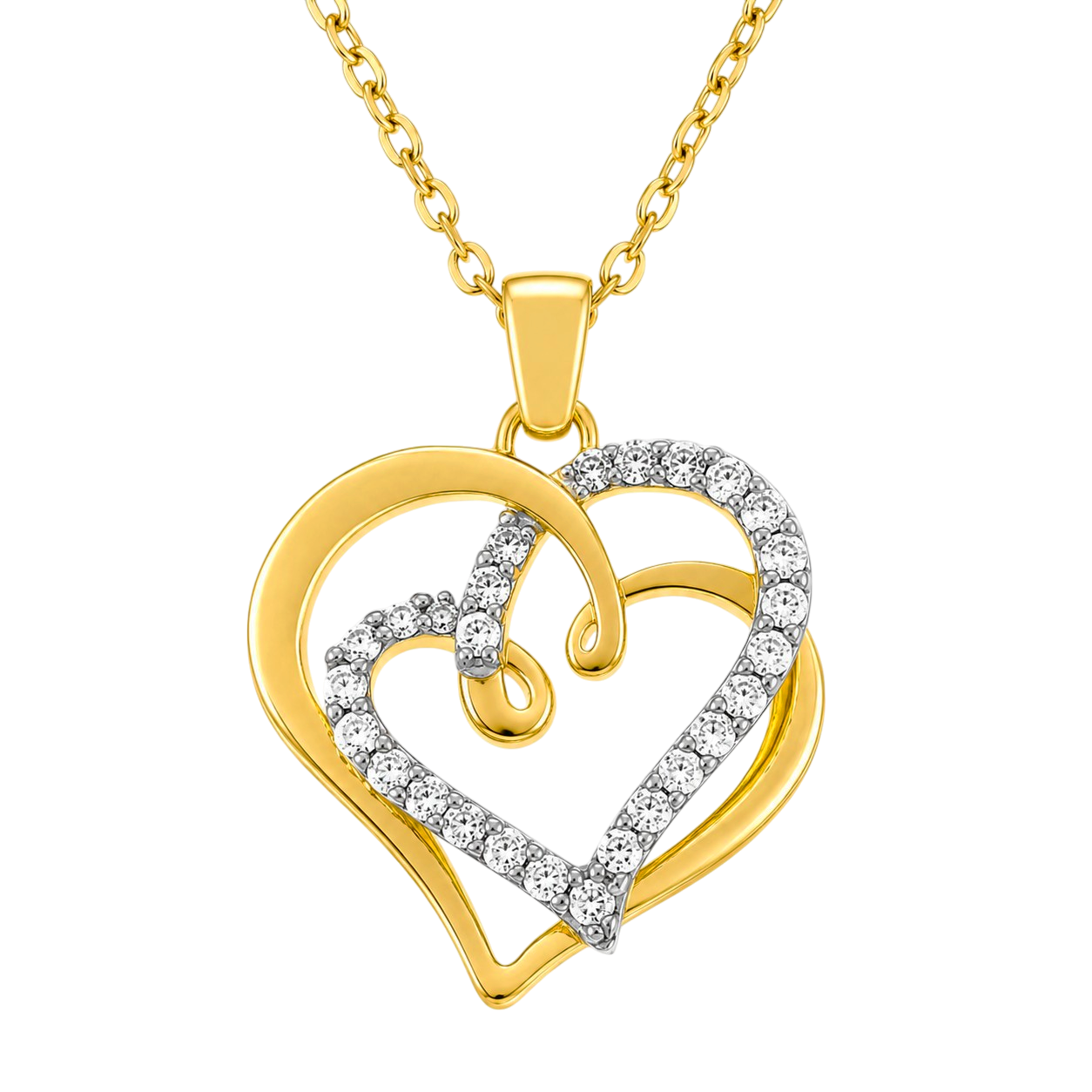 Collier Cœurs Entrelacés – Plaqué Or 18 Carats & Zirconiums