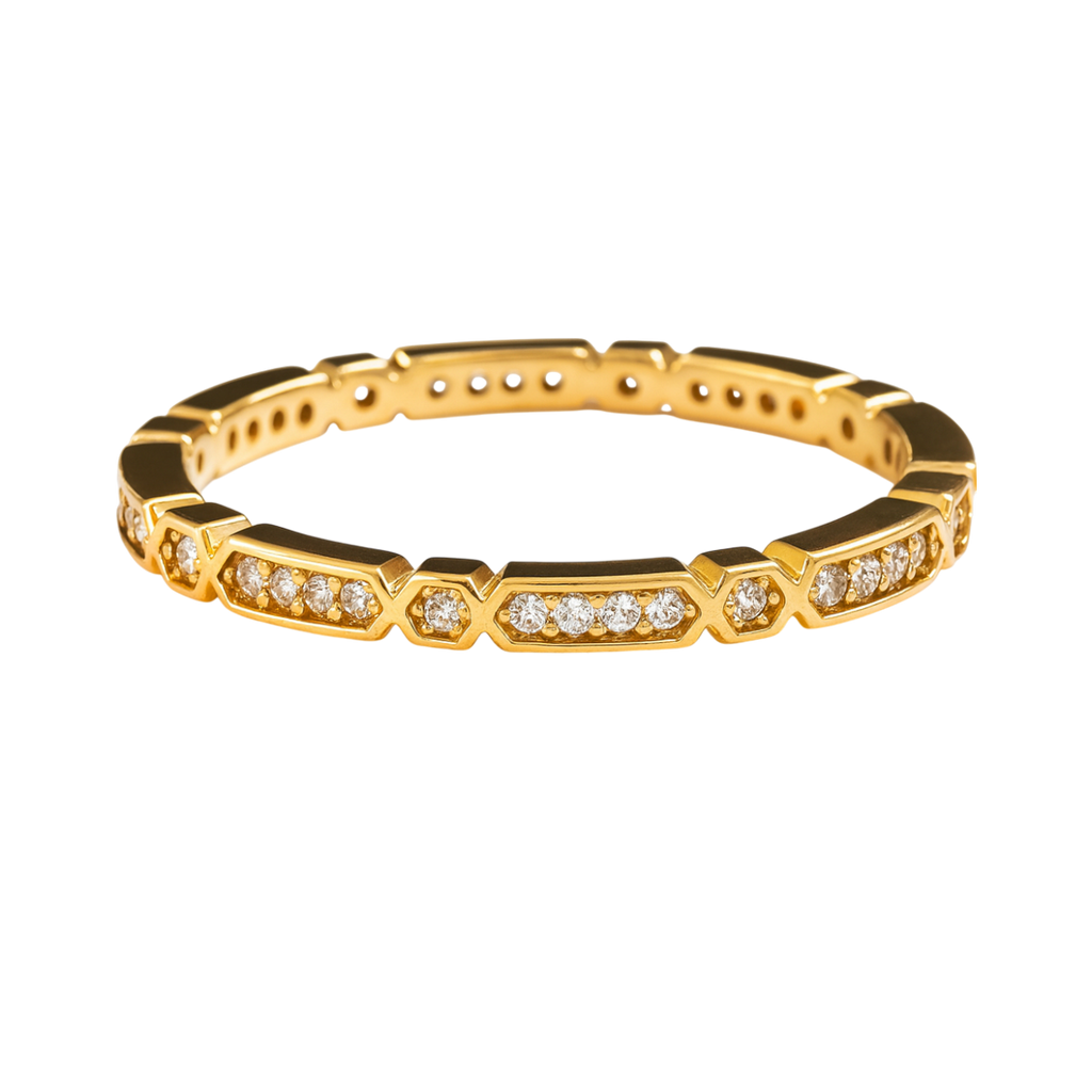 Bague Femme plaqué or – Anneau zirconium étincelant