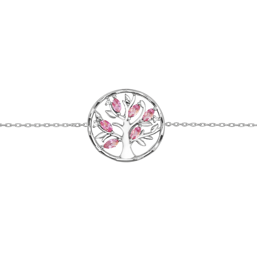 Bracelet Arbre de Vie en Argent 925 Rhodié & Zirconium