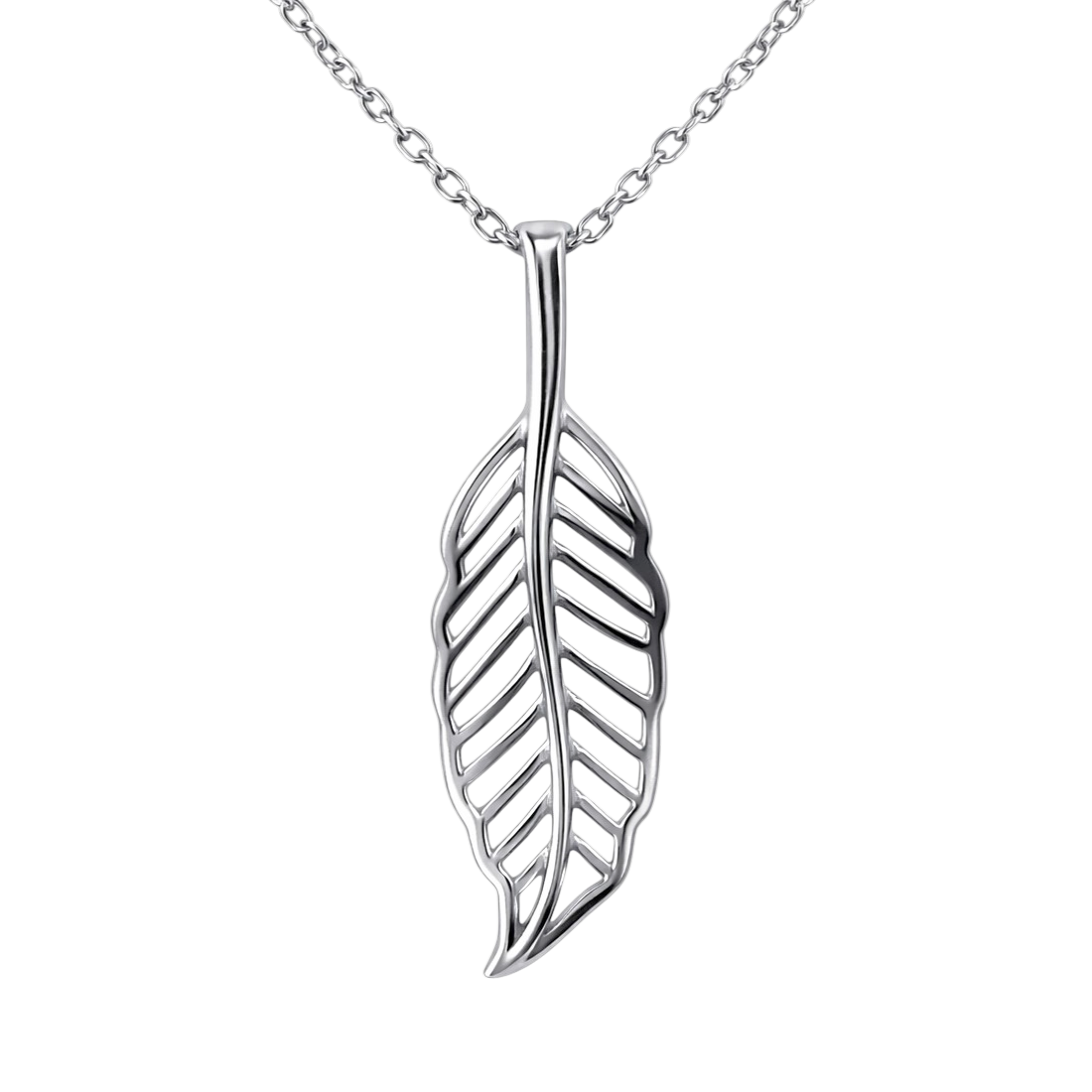Collier Feuille Ajourée en Argent 925 Rhodié – Élégance Naturelle