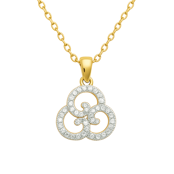 Collier Femme Plaqué Or – Pendentif Trèfle Élégant Pavé de Zircons – Chaîne 40 + 5 cm
