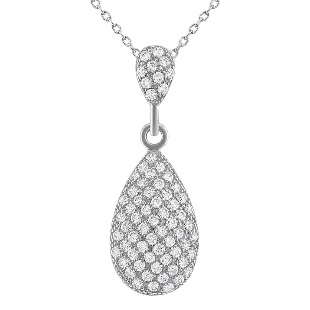 Collier goutte pavée en Argent 925 rhodié & Zirconiums – Orinae