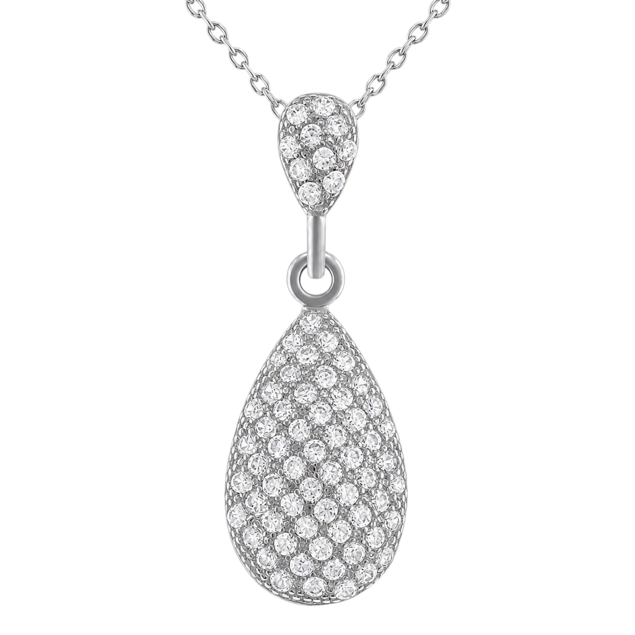Collier goutte pavée en Argent 925 rhodié & Zirconiums – Orinae